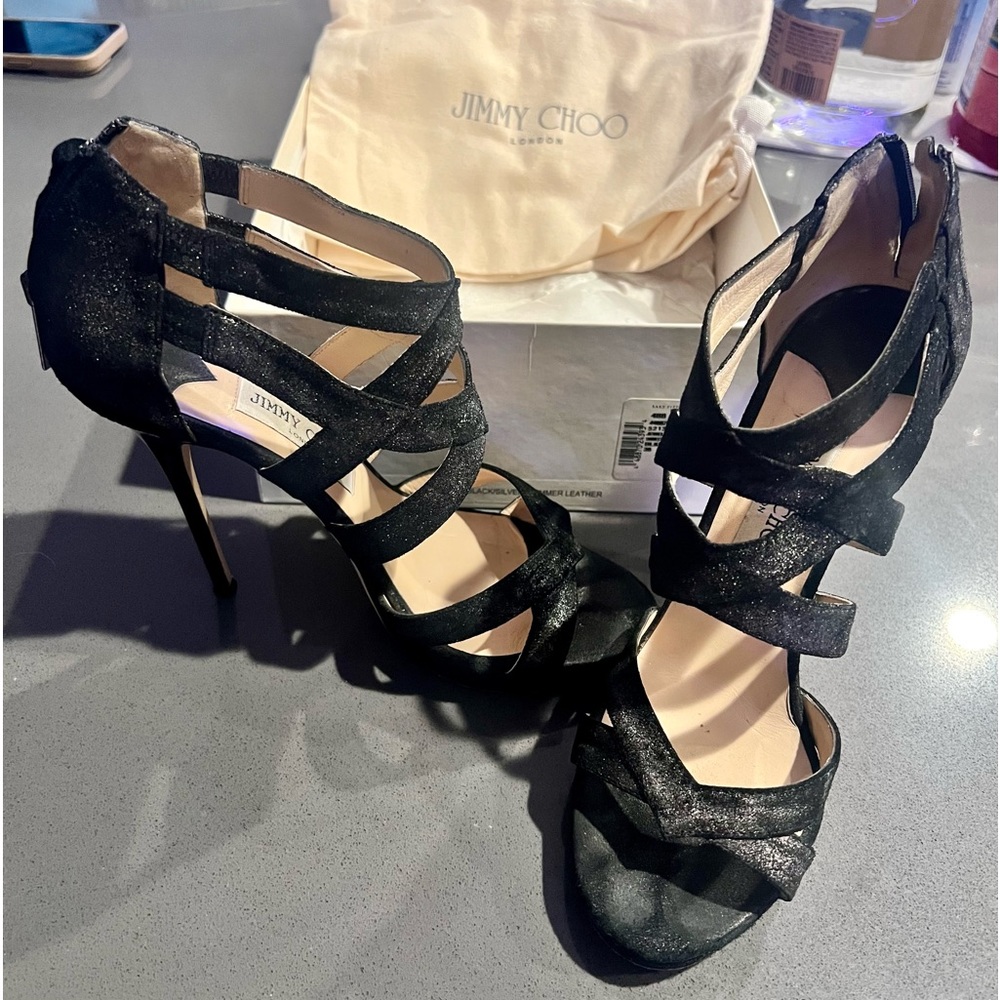 Jimmy Choo black sandal heels -Like New
